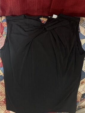 Sleeveless Twist-Front Black Top